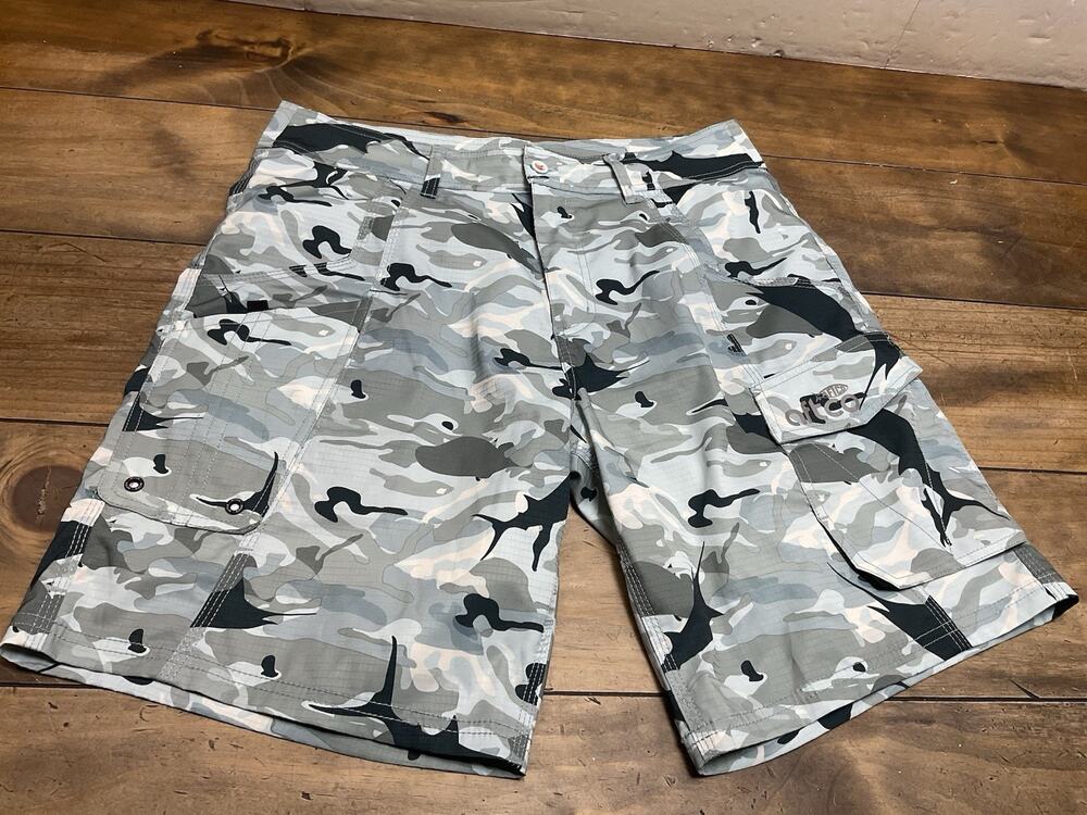 Aftco Tactical Camo Cargo Stretch Performance Fishing Shorts Green Men's 32